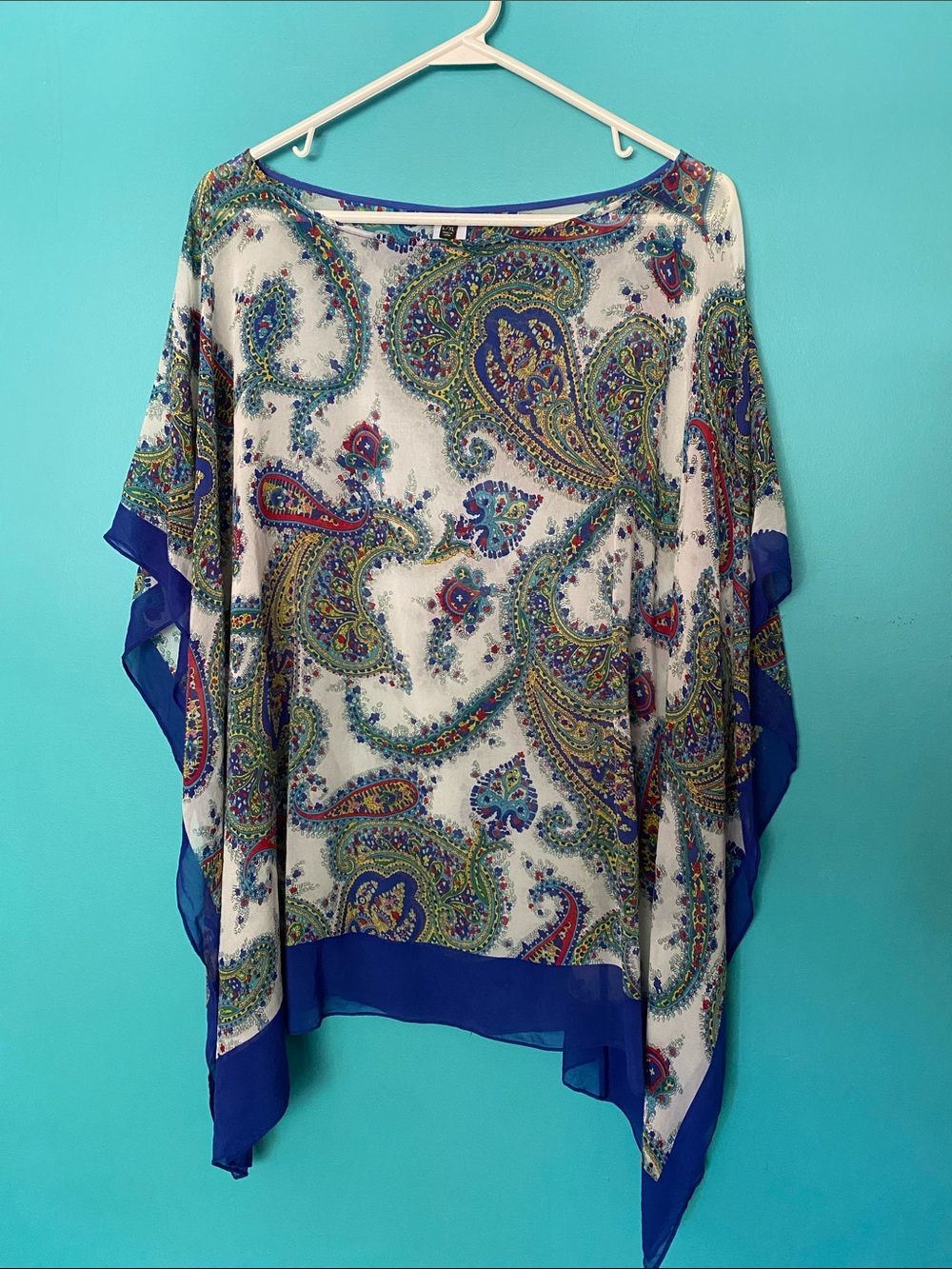 Talbots 100% Silk Paisley Kaftan Handkerchief Top Size L/XL